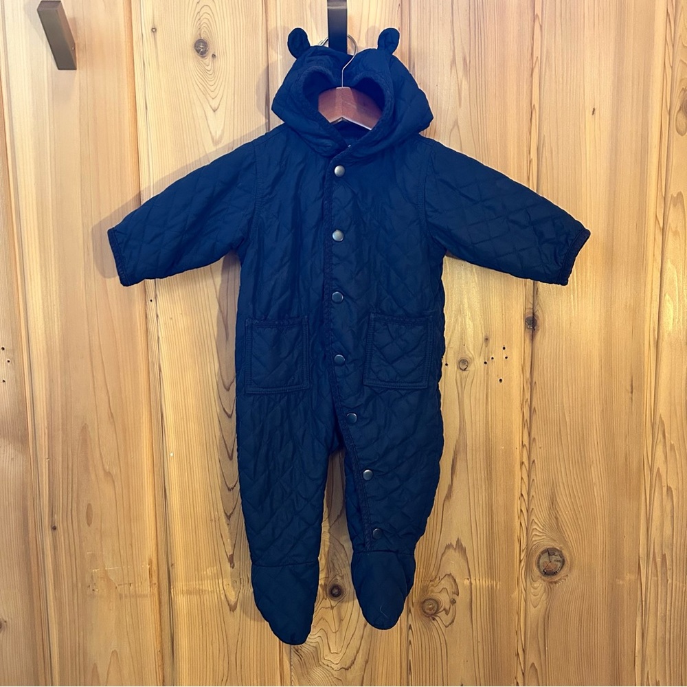 Baby GAP navy blue quilted bunting suit size 6-12 months